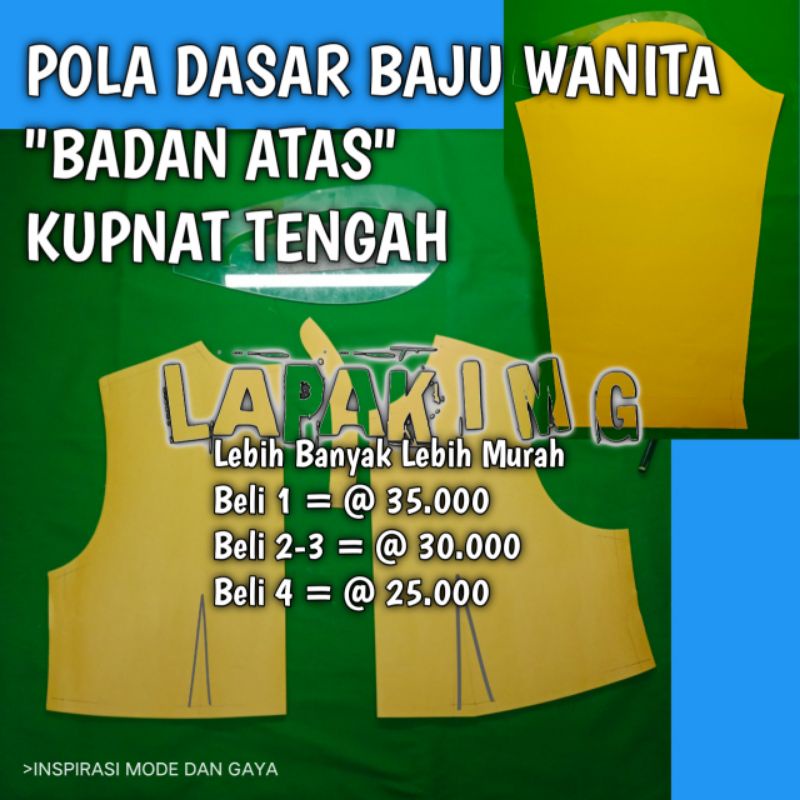 POLA INSTAN, POLA DASAR BAJU WANITA KUPNAT TENGAH BADAN ATAS | Yazid Tailor