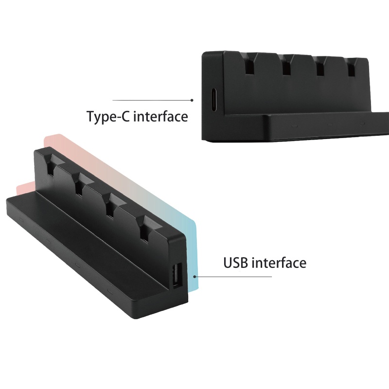 Btsg 4-Port Controller Charging Dock Base Dengan Port USB Type-C Untuk Switch Joy Con