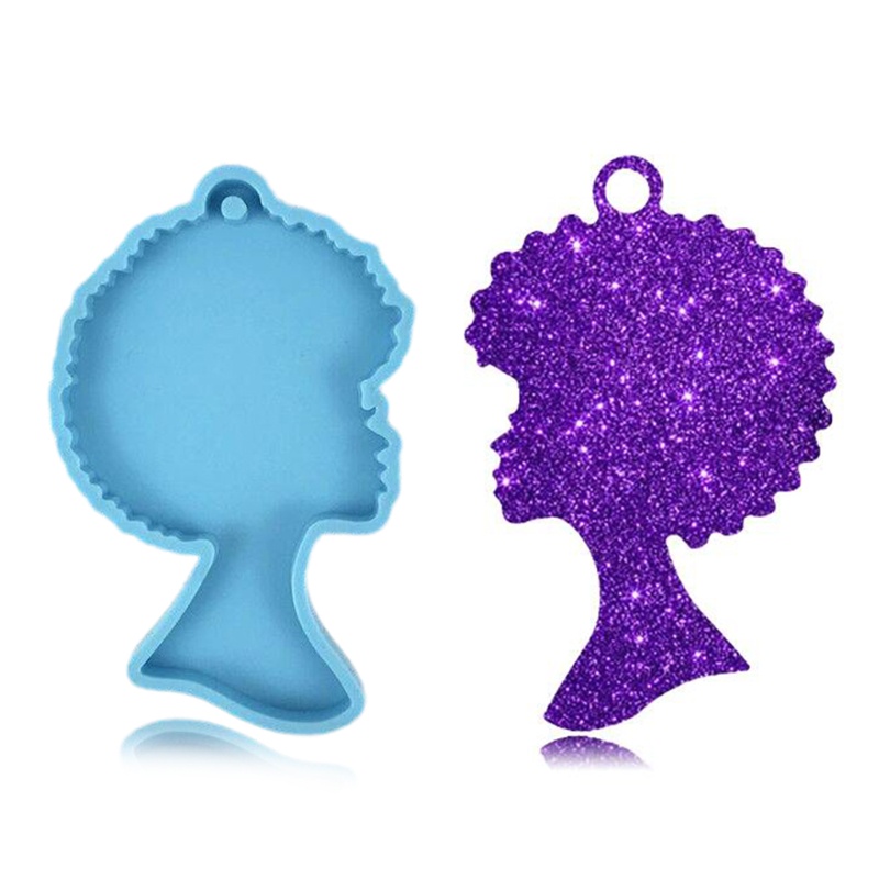 SIY  Super Glossy Woman Head Epoxy Resin Mold Keychain Pendant Casting Silicone Mould