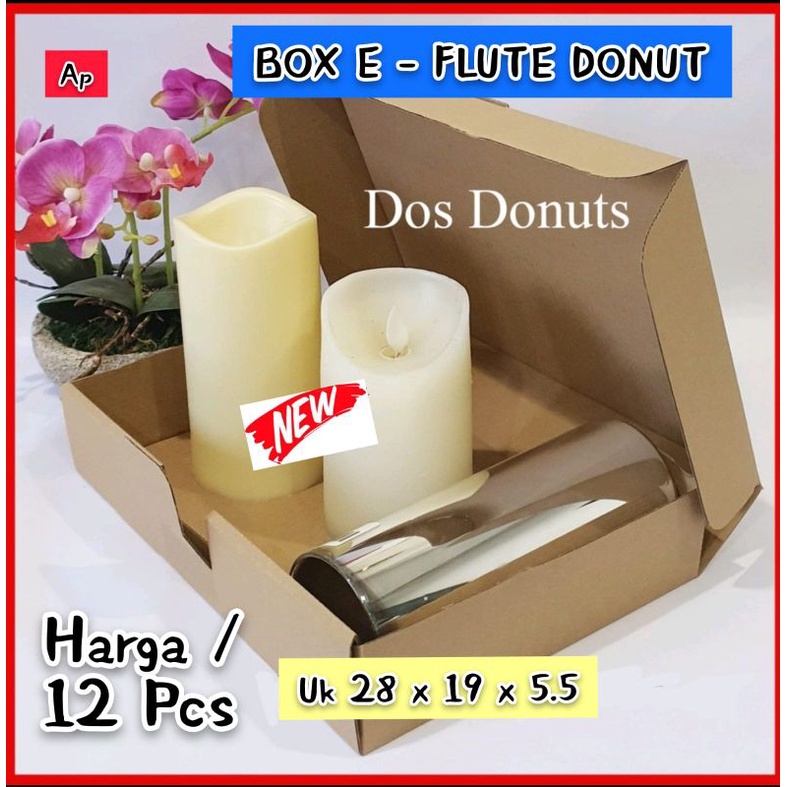 

[ 12 Pcs ] BOX E ~ FLUTE DONUT uk 28 x19 x5.5 cm hampers brown ~ FOOD GRADE