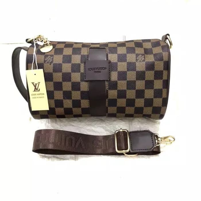 TAS BATAM TAS WANITA IMPORT TAS LV TABUNG KAPSUL SELEMPANG MURAH - DAMIER HITAM