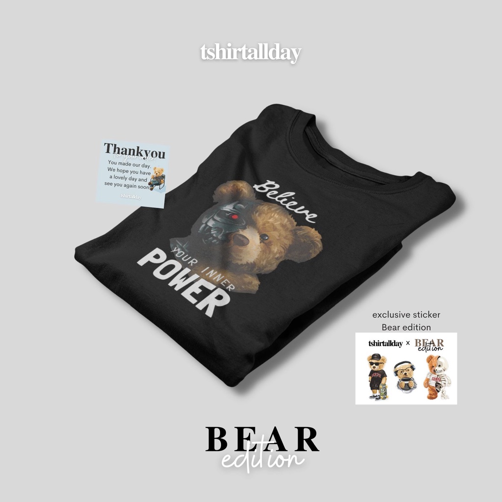 Tshitrallday Kaos Premium Unisex Pria &amp; Wanita bisa Oversize 100% Cotton Combed BEAR EDITION