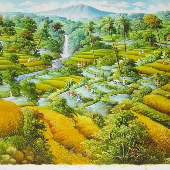 Ready Stok  Lukisan Pemandangan Terasering yang sangat Indah di Ubud Bali