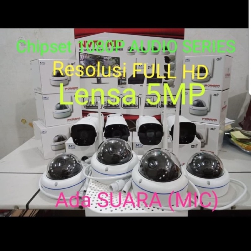 PAKET CCTV WIRELESS 5MP TANPA KABEL BISA REKAM SUARA