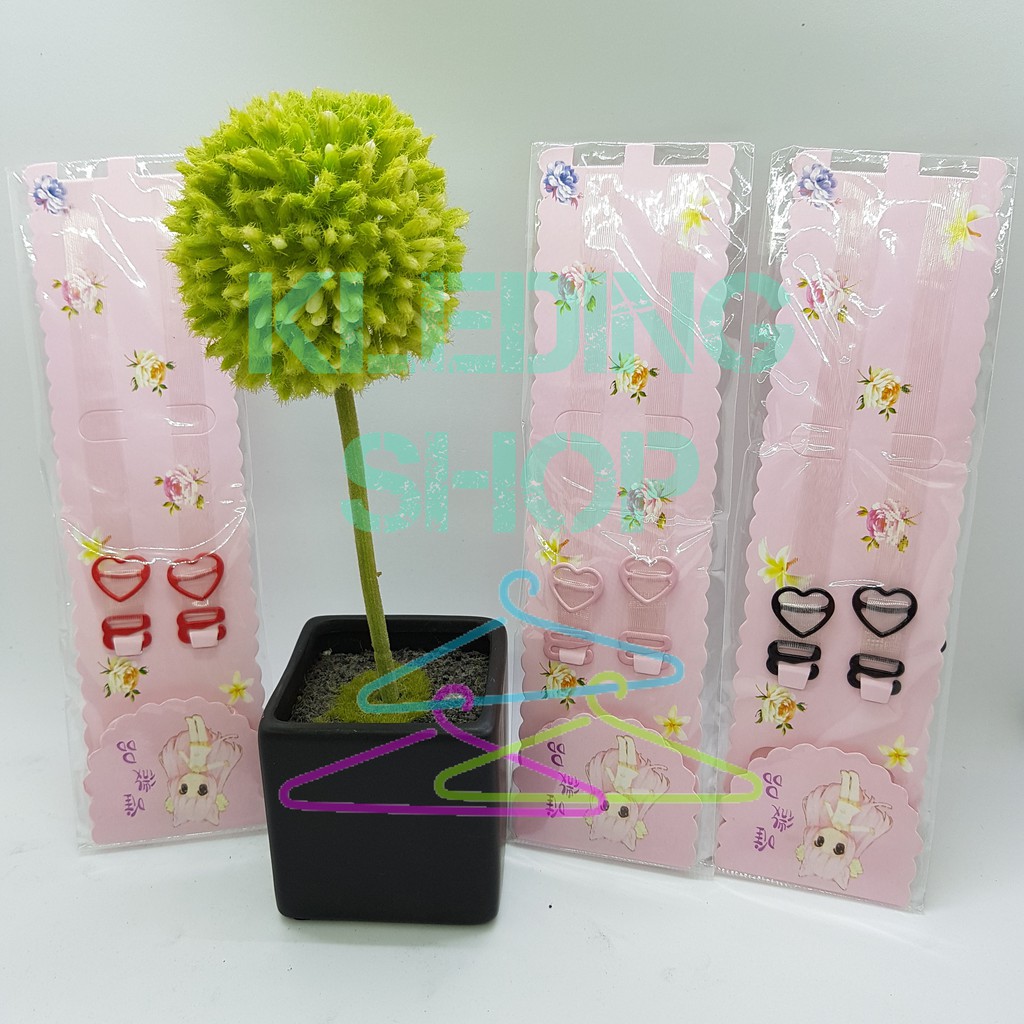 Tali BH bra bening transparan POLOS model kait LOVE HATI warna PASTEL