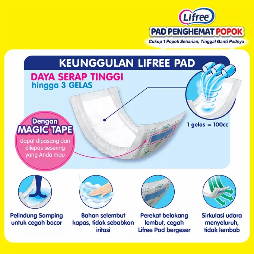 LIFREE Pad Penghemat Pants &amp; Popok perekat - 15 pcs [45 / 49 Cm]