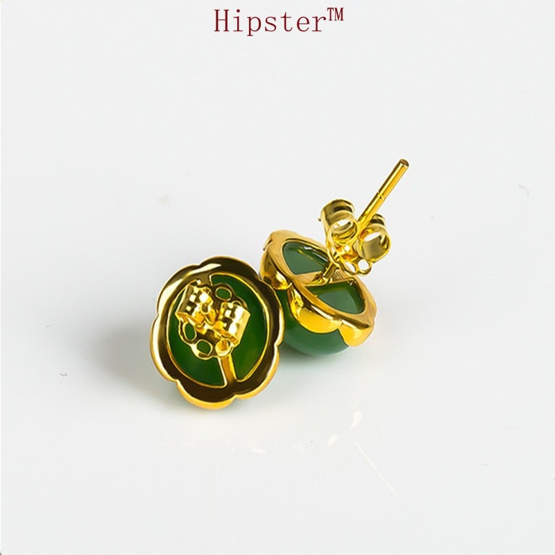 New Fashion Retro Natural Hetian Jade Elegant and Personalized Earrings