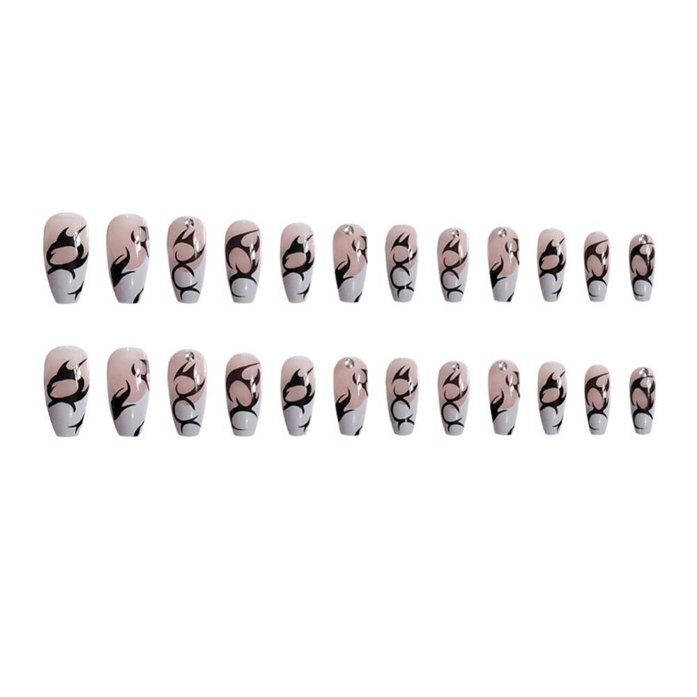 Timekey 24pcs / set Stiker Kuku Palsu Panjang Bisa Dilepas Untuk Manicure / Nail Art A7K6