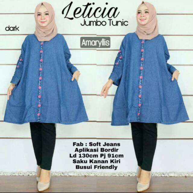 Leticia jumbo tunik jeans LD130cm