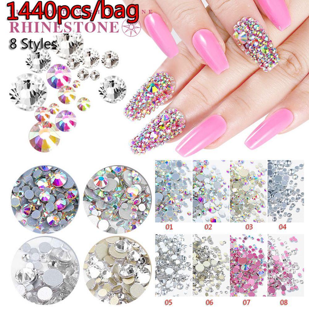 R-flower 1440pcs/bag Nail Rhinestones Baru Merah Mix Ukuran Dekorasi Nail Art