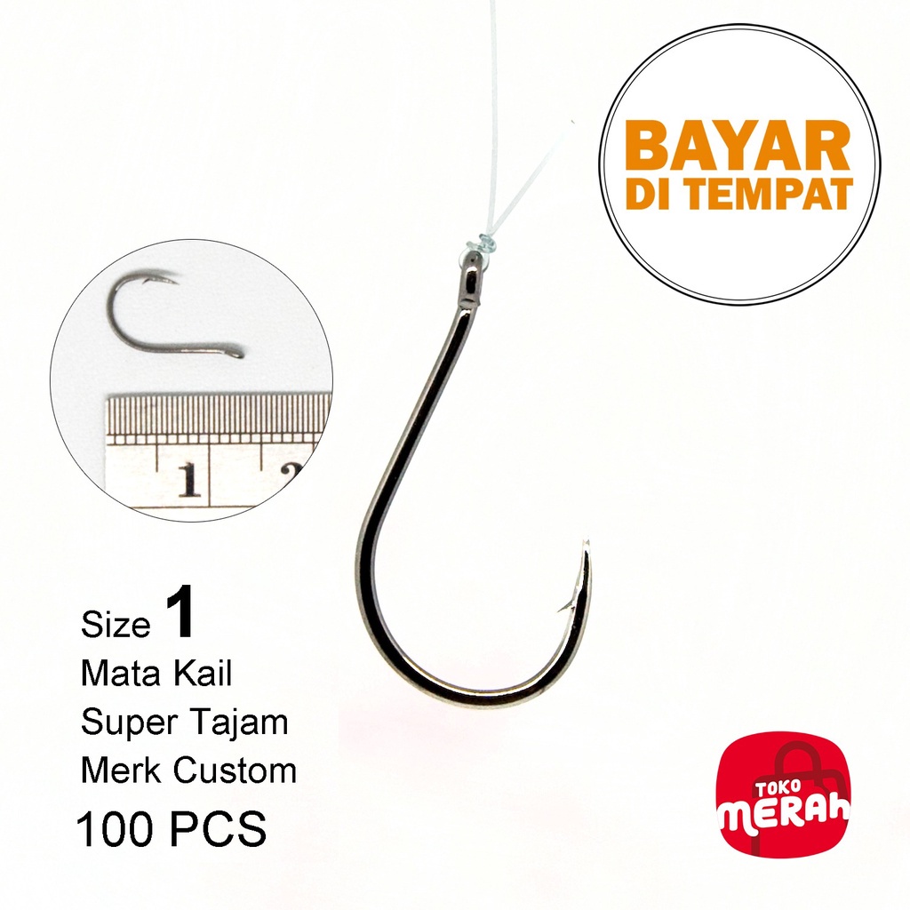 Mata Kail Pancing Size 1 - 10 Mata Pancing Custom Metalium Carbon 100 Pcs Peralatan Pancing