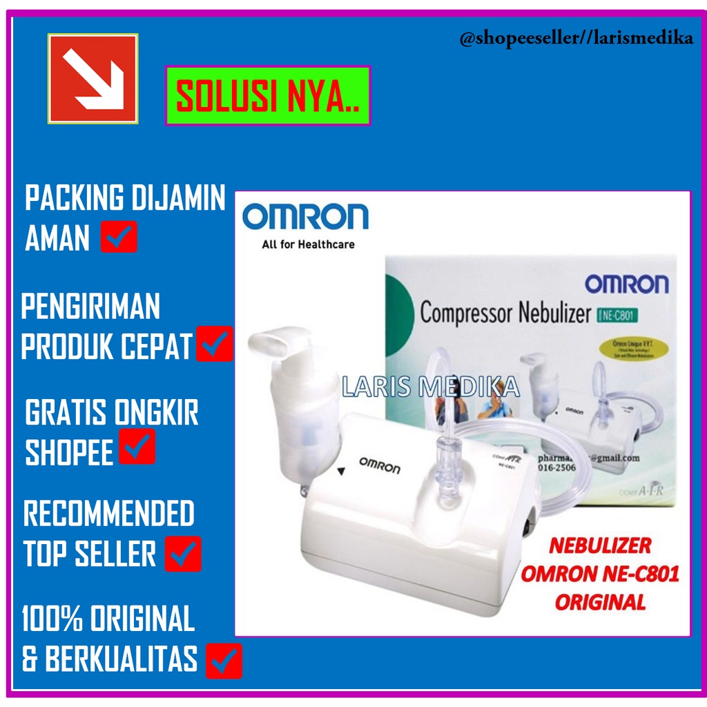 NEBULIZER OMRON NE-C801 ORIGINAL / ALAT NEBUL OMRON / ALAT UAP INHALASI OMRON MURAH BERKUALITAS Omron NE-C801 Compressor Nebulizer Nebul Alat Uap Terapi Asma NE C801