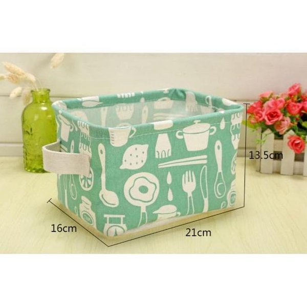 Kotak Organizer Tempat Penyimpanan Keranjang Kain Mini Untuk Simpan Skincare Kosmetik Buku Mainan Anak Peralatan Dapur Serbaguna Motif Lucu Unik Dengan Pegangan Mini Box Storage Basket Multifungsi