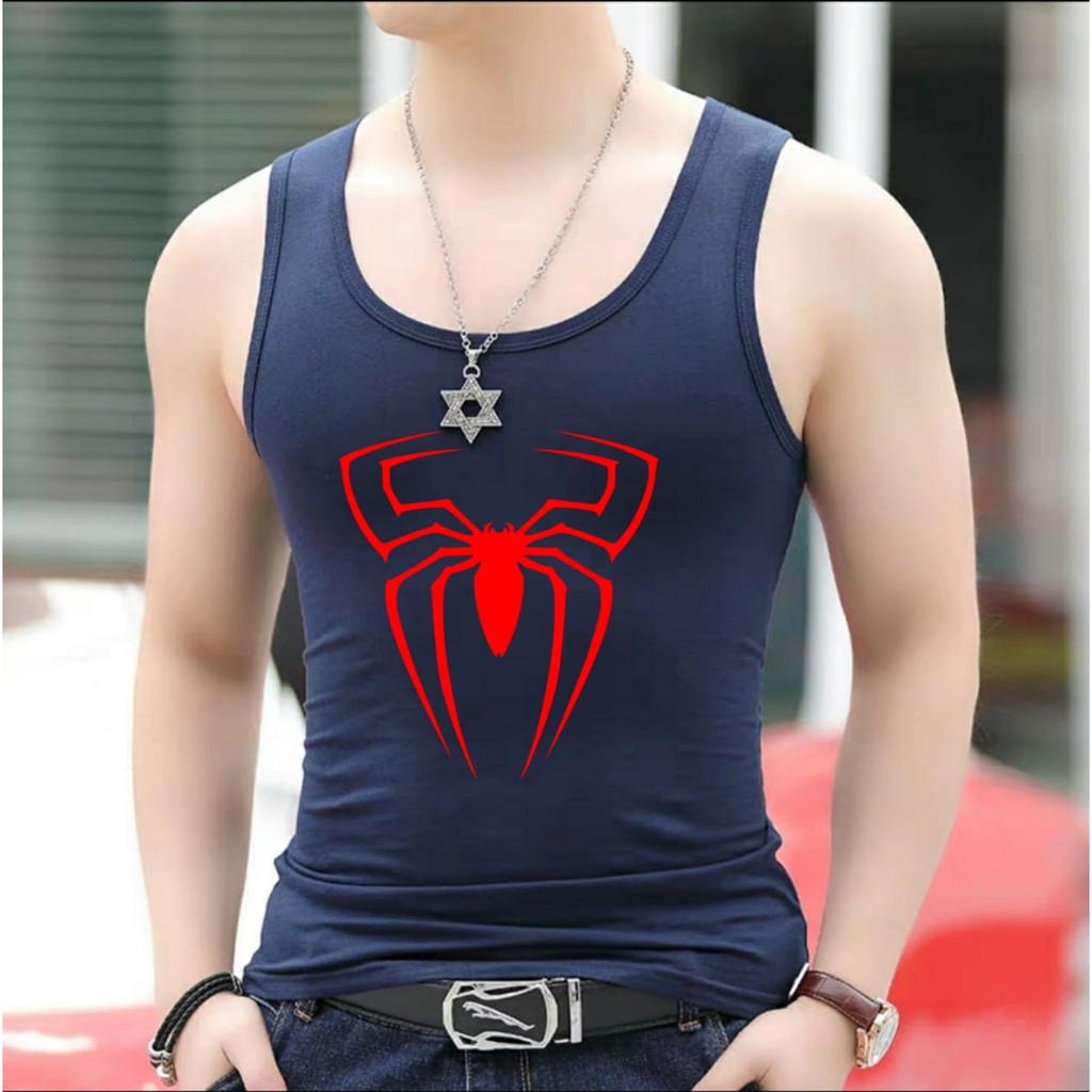 Bisa COD / DS - SINGLET SPIDER / kaos dalam / singlet cowok / singlet olah raga / singlet motif