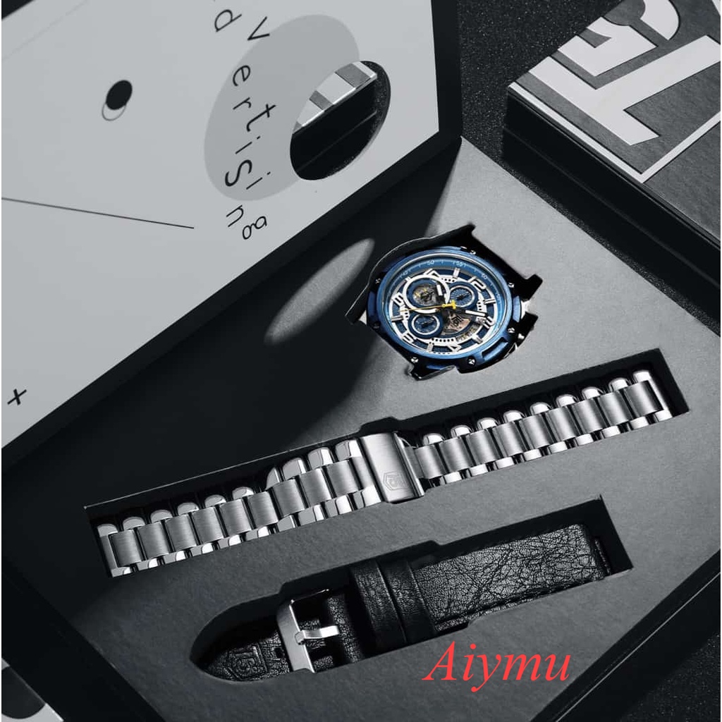 Jam Tangan Pria T5 H 3706 T5 H3706 Original special package edition Strap Rantai Bonus tali kulit