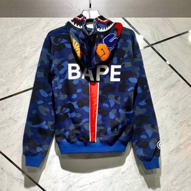 bape shark hoodie blue