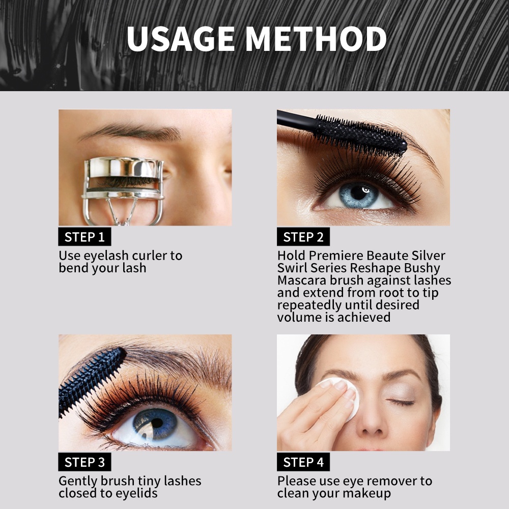 [COD] Premiere Beaute Maskara Curled Lash Waterproof Mascara Reshape Bushy Volum Silver Swirl Series