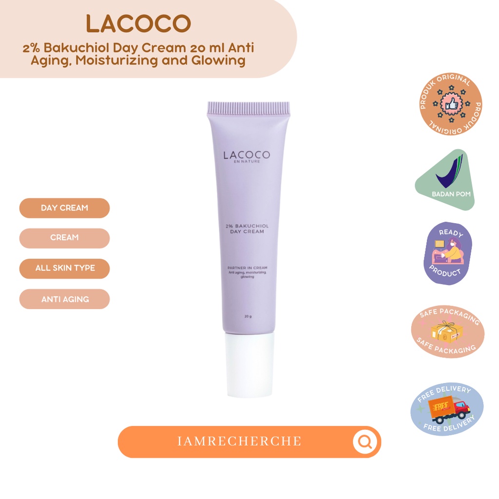 Lacoco 2% Bakuchiol Day Cream 20 ml Anti Aging, Moisturizing and Glowing