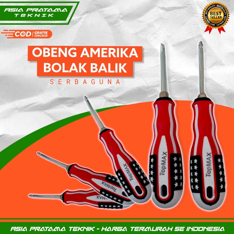 Obeng 2 way Multi Size Motif USA amerika obeng plus obeng