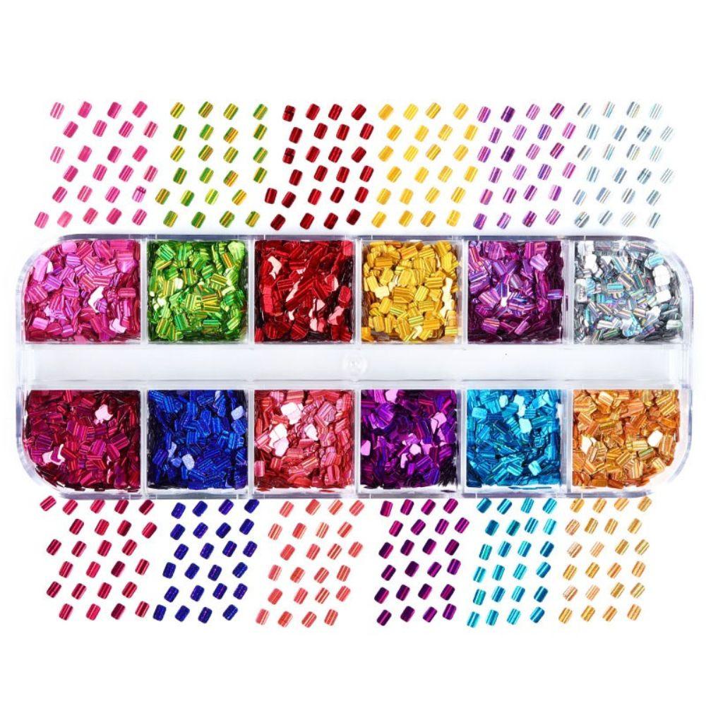 AUGUSTINA Agustina Nail Art Sequin Glitter Girl DIY Bahan Kuku Nail Beauty Persegi Panjang Nail Salon Nail Art Flakes