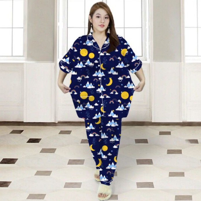 PIYAMA CP JUMBO SIZE XXL/KARAKTER/PIYAMA CPJUMBO STARMOON/BAJU TIDUR-NASKY NAVY