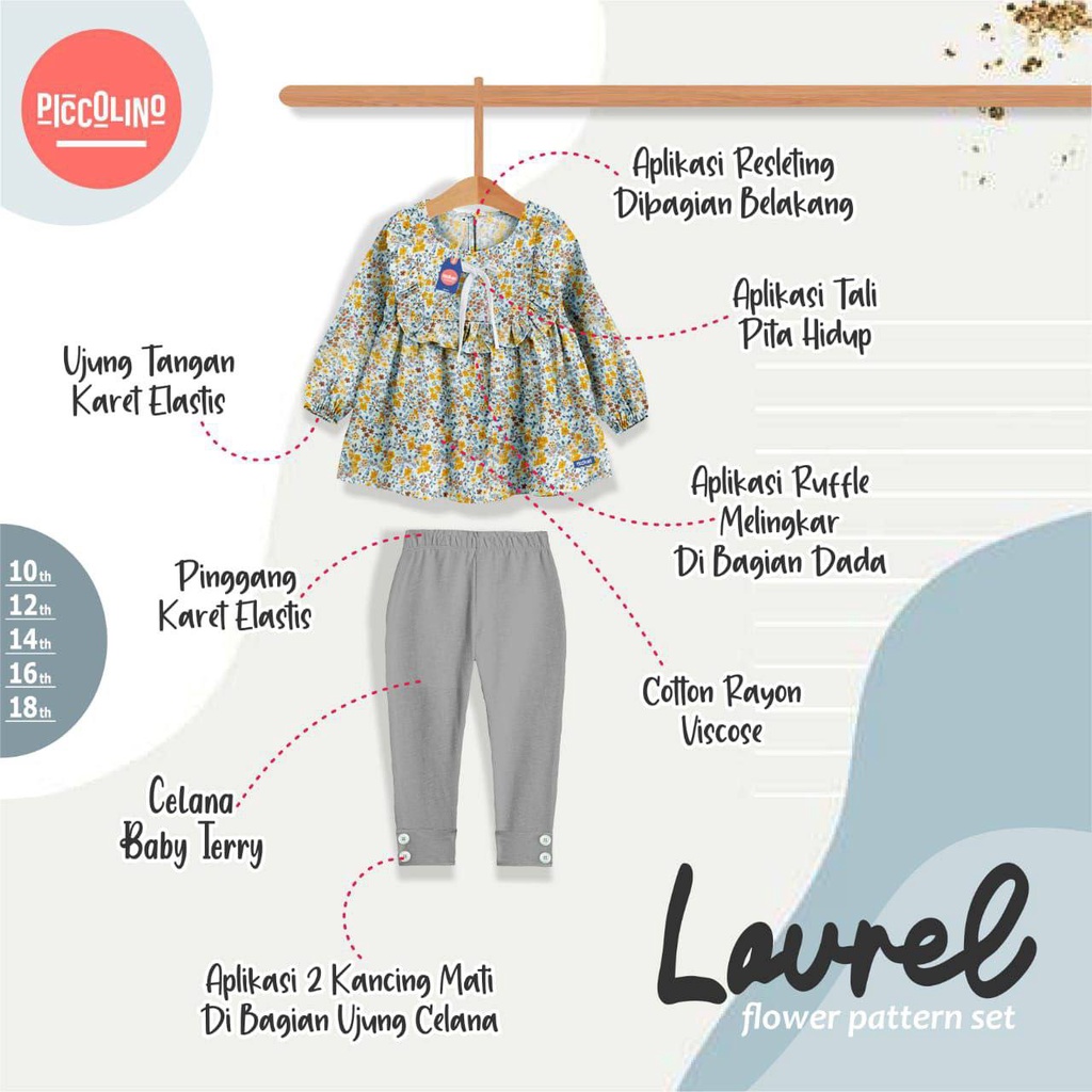 Set elan anak  Laurel flower pattern &amp; Griffe Shirtsuit Piccolino