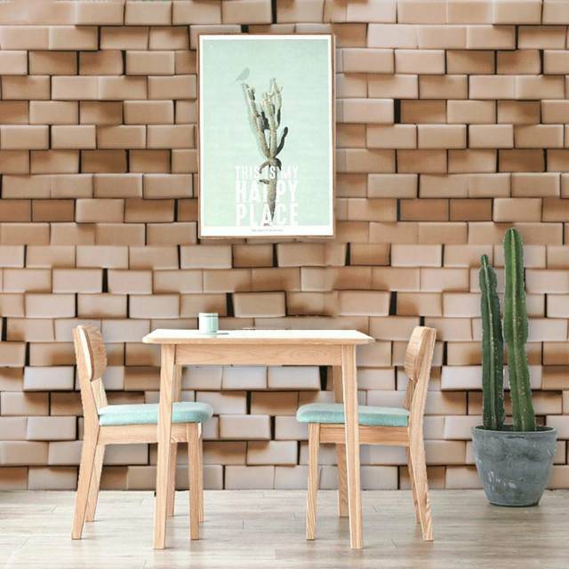 Wallpaper dinding bata 3D coklat cream minimalis simple elegan 10 m x 45 cm