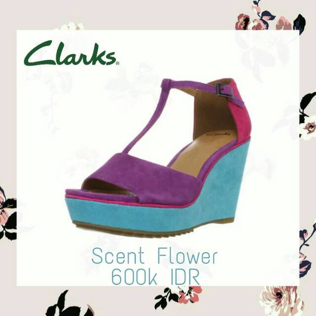 Scent Flower Clarks shoes sepatu wedges 