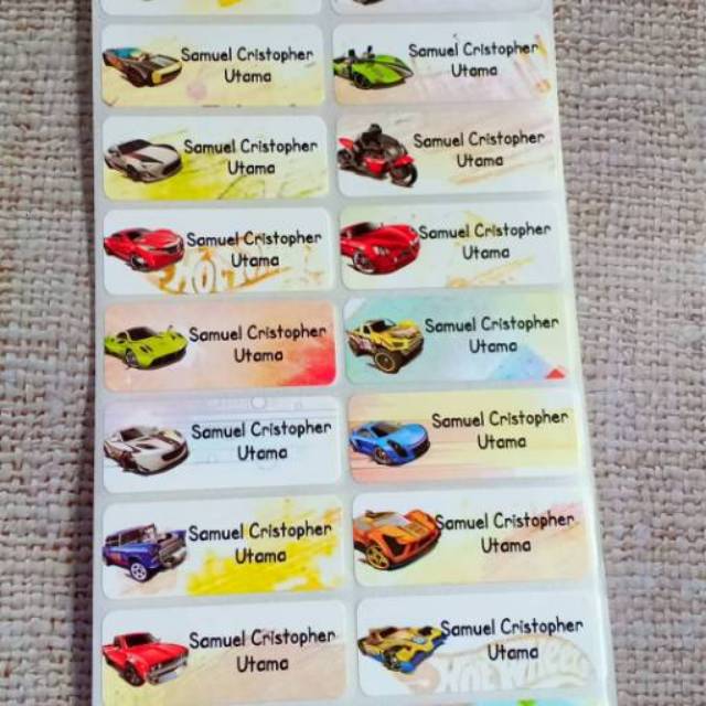 

Hotwheel Label nama sticker label name waterproof