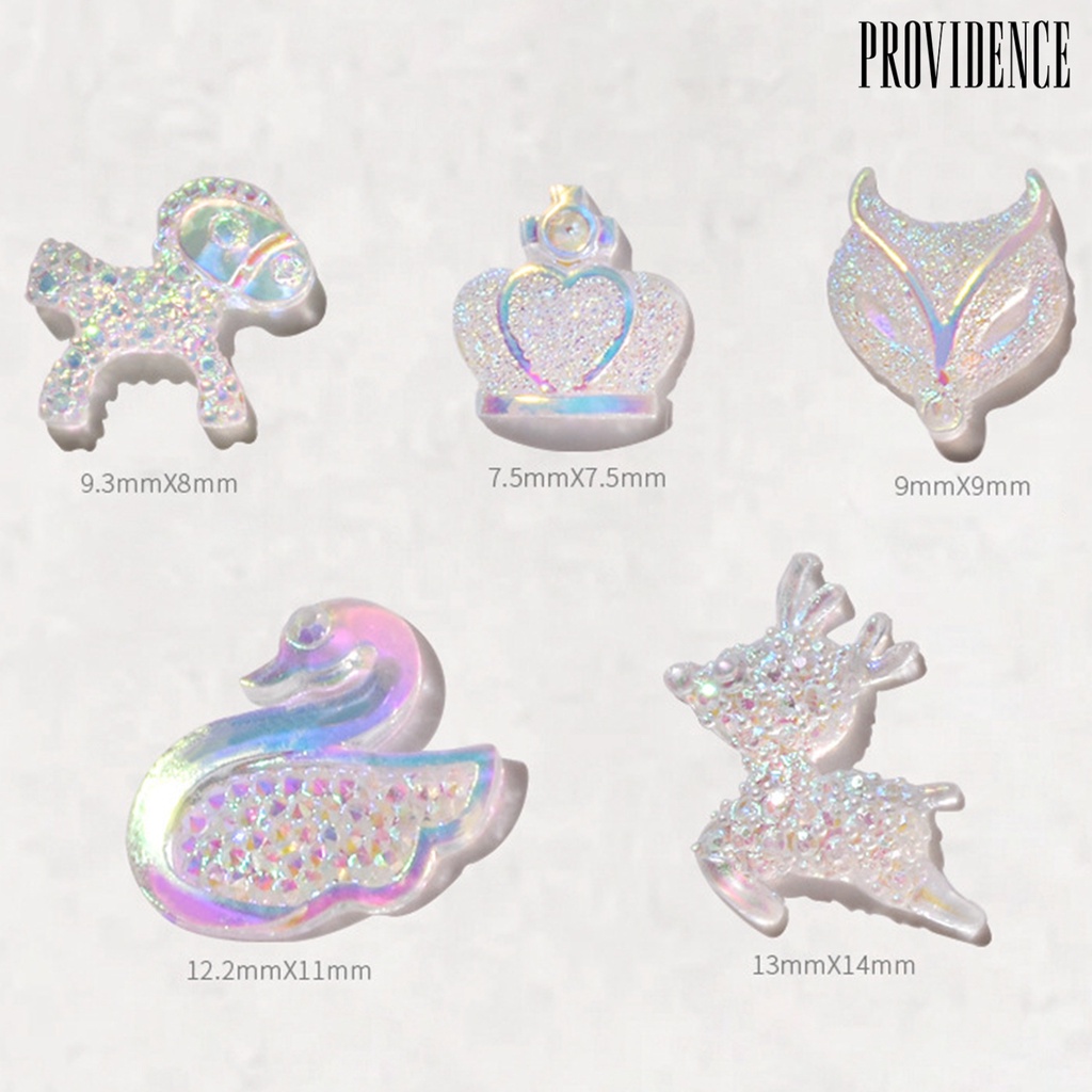 Providence 30Pcs/Pack Nail Decorations Crown Animal Shape Flat Bottom Resin Nail Art Rhinestones Jewelry for Nail Design