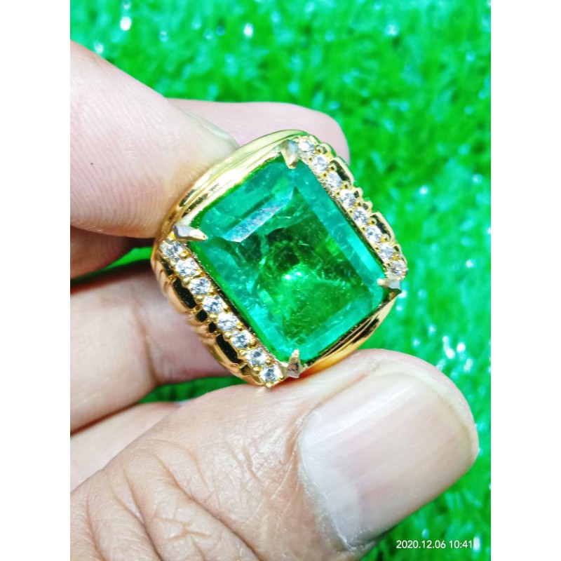 cincin batu permatan jamrud catam