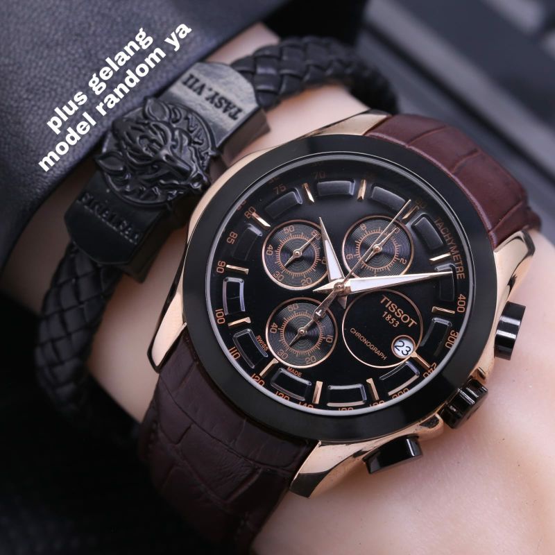 JAM TANGAN T1550T PRIA CHRONOGRAPH TERLARIS RUBBER PLUS GELANG RANDOM JAM TANGAN BAYAR DITEMPAT