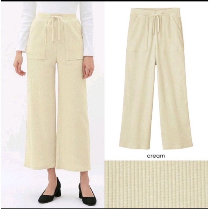 [Preloved.ByPutri] UNQ Wideleg Ribbed Knit Cullote - Celana Kulot Wanita Ribbed Original Branded