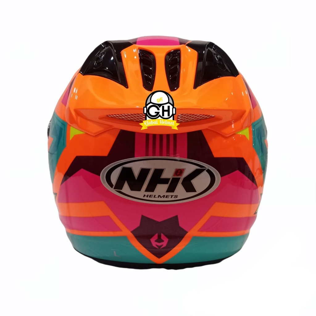 HELM NHK R6 MOTIF STARCO ORANGE FLO HALF FACE NHK R6 MOTIF