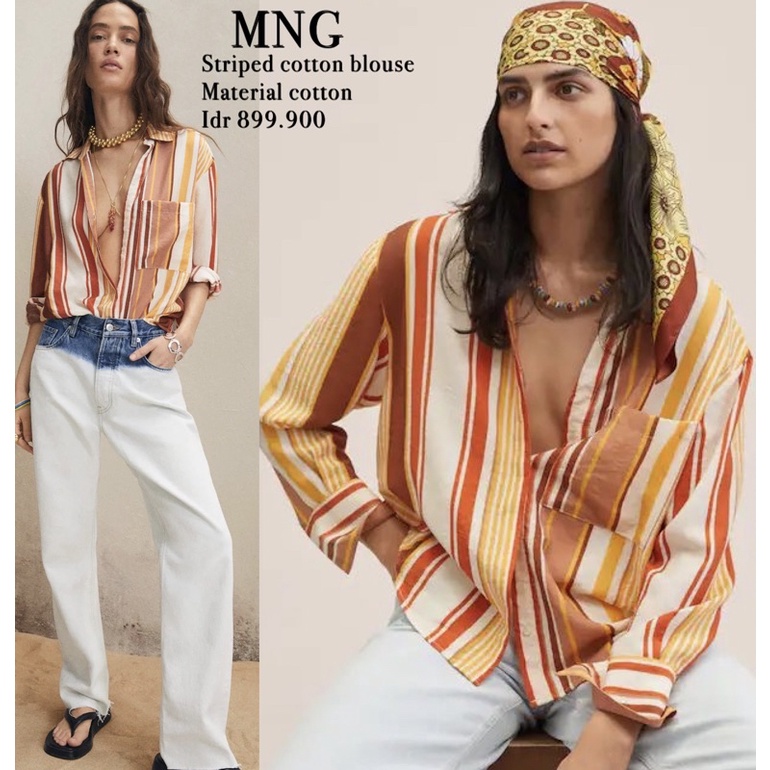 Mng / ZR printed linen longsleeved blouse