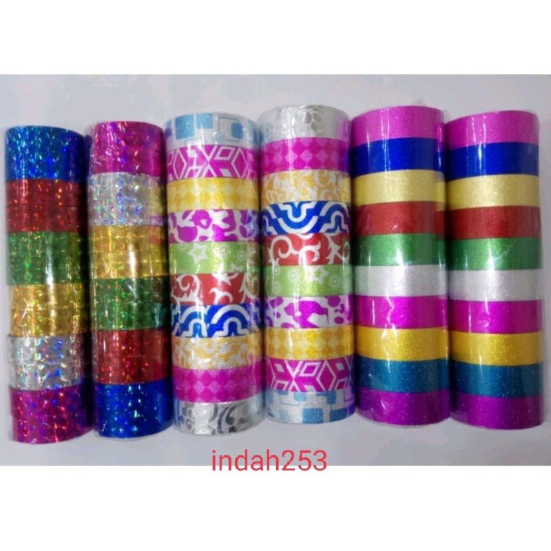 Isolasi Kado Gambar Lucu Fancy(1 Slop isi 10pcs)/Solasi Gambar/solatif Glitter