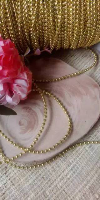 (per meter) mutiara renteng lada emas /perak 3mm - bahan mahar - scrapbook - bahan craft