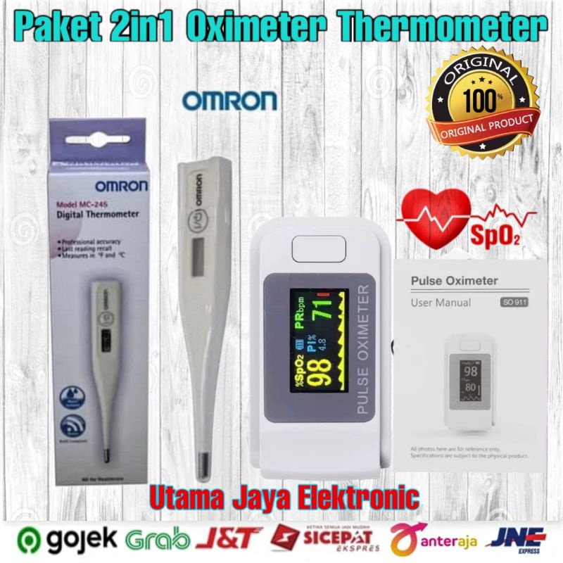 Paket 2in1 Thermometer  Pulse Oximeter Fingertip