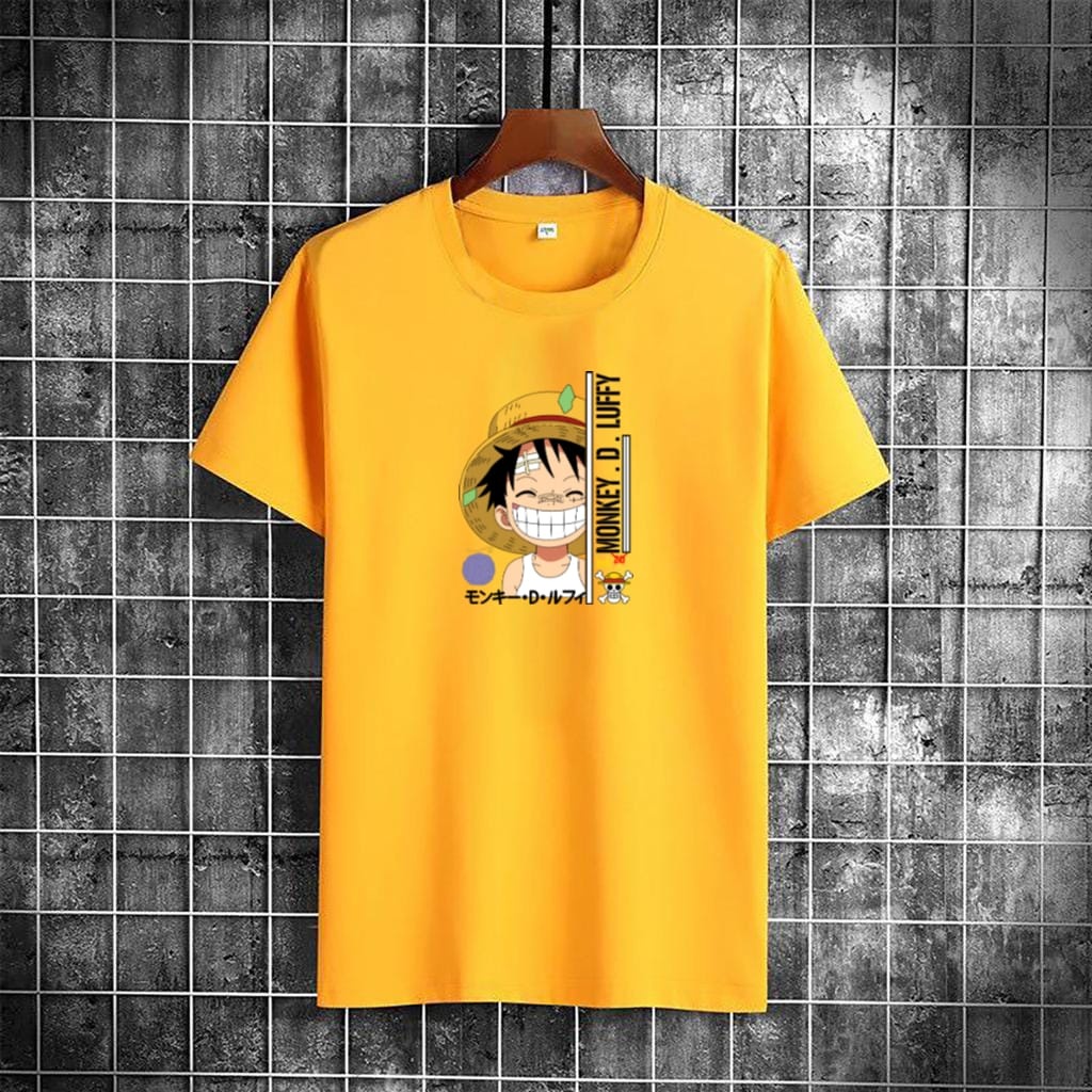 JOSJOLI_STORE/Baju Oblong Luffy Nyengir/Atasan Pria Dewasa Lengan Pendek/L XL