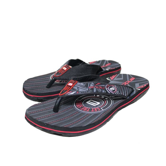 MURAH SENDAL / SANDAL SLOP PRIA CWO LEBARAN PUASA Gunung/ Jepit Ando Verdiano in Black Red - Hitam,