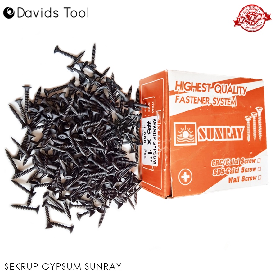 Sekrup Gypsum Skrup Gipsum Hitam Drywall Screw Sunray 1 Inch 100pcs