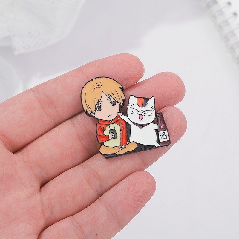 Bros Pin Desain Natsume and The Cat Untuk Aksesoris Pakaian