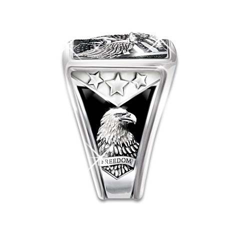 Cincin Desain Elang Warna Silver Gaya Punk Eropa Amerika