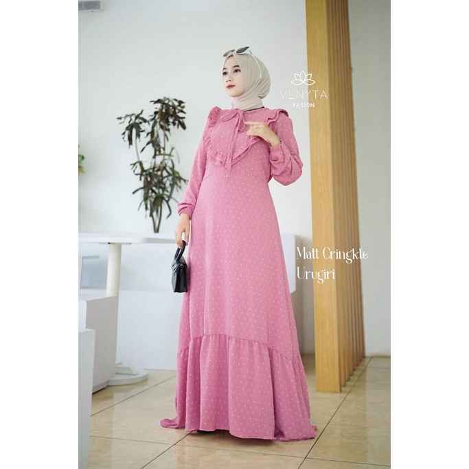 DIANTI DRESS CRINCLE RUBI ORI VENYTA LEBARAN SERIES PUTIH HITAM PASTEL