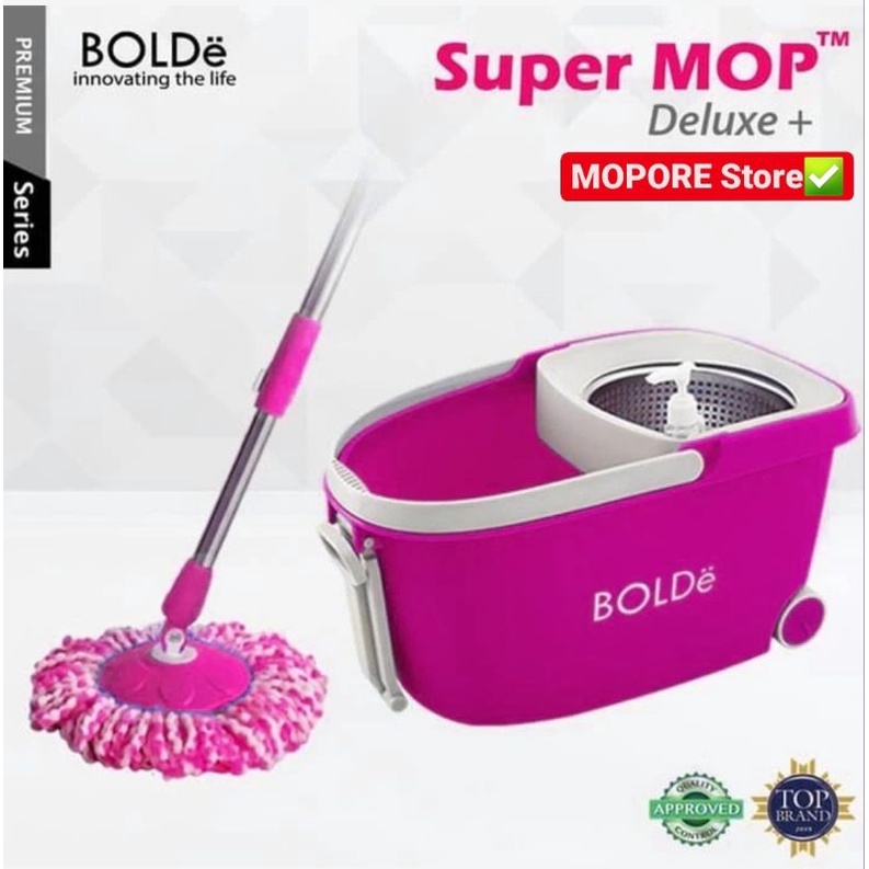 BOLDE Super MOP DELUXE + (Roda,Stainless,Penarik,Drainase,Tmpt Sabun)