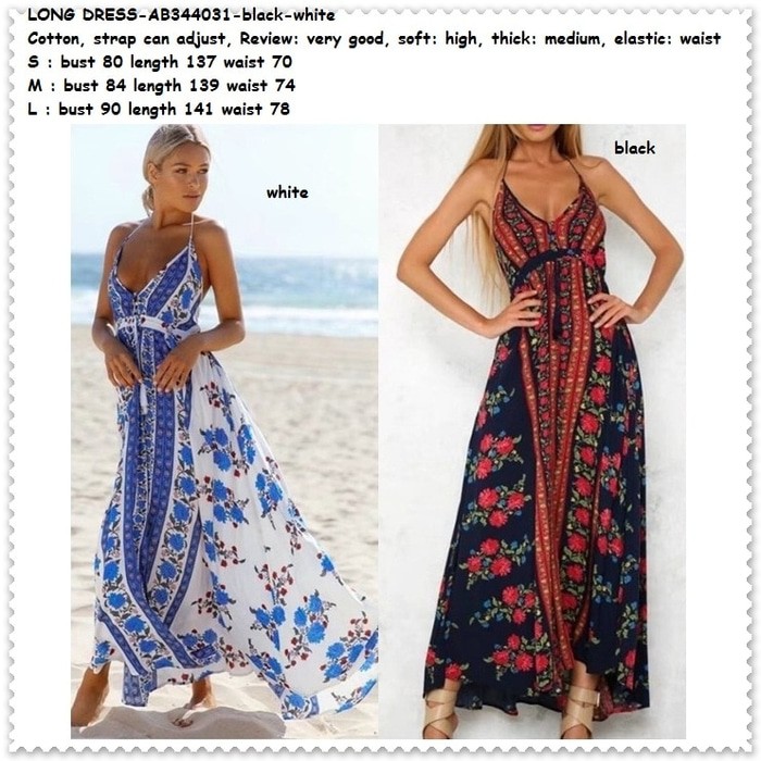 NEW SALE Sexy Long Dress Bunga Longdress Pantai Maxi Bunga Korea Import Putih BEST.