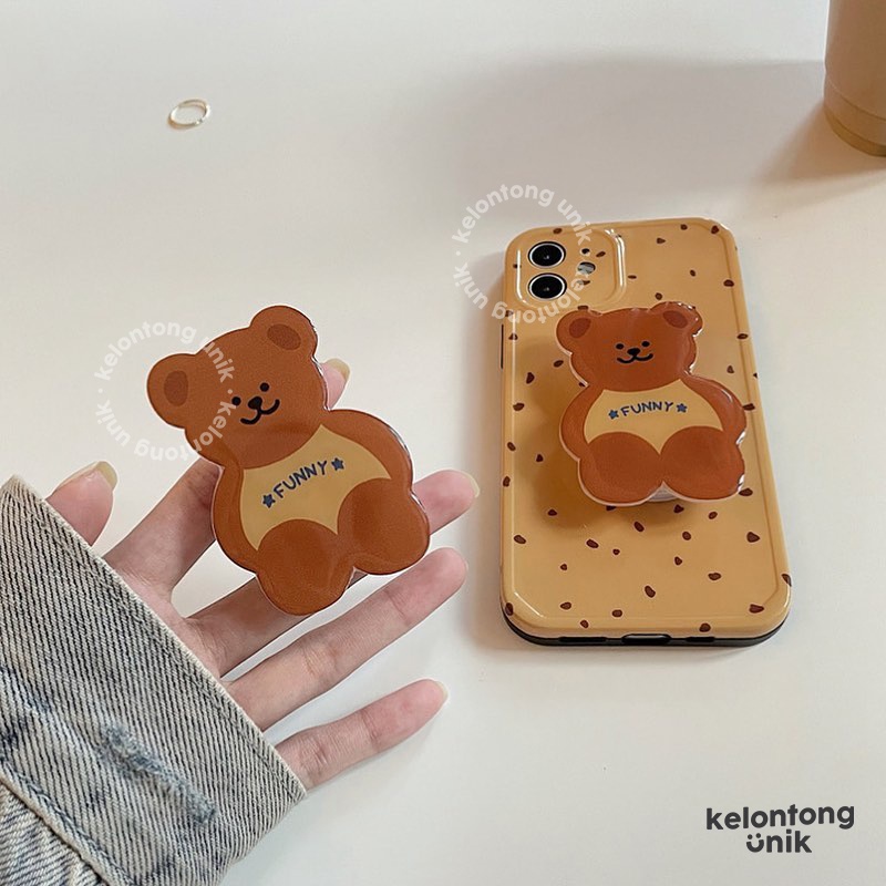 For iPhone - Funny Bear Glossy Soft Case + Griptok