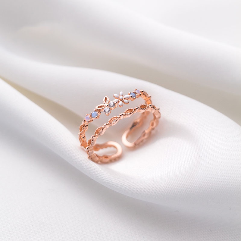 Cincin Model Terbuka Desain Bunga Hollow Gaya Korea Untuk Wanita