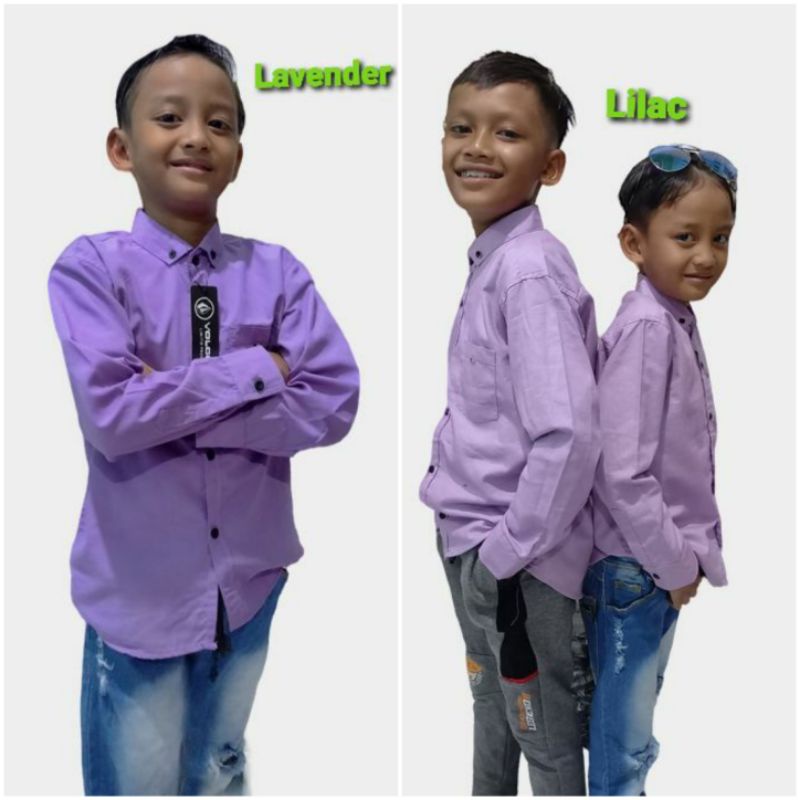 KEMEJA ANAK LAKI-LAKI WARNA LILAC,LAVENDER,DUSTY USIA 3-12 TH