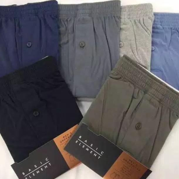 Celana Dalam Boxer Pria Kancing Depan Basic Element Isi 1 Pcs
